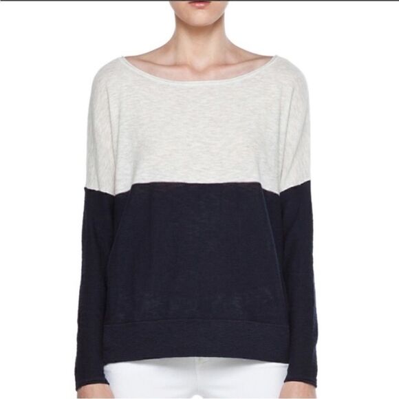 Vince Sweater Cream and Navy Color Block Sweater| Size S - Picture 1 of 7